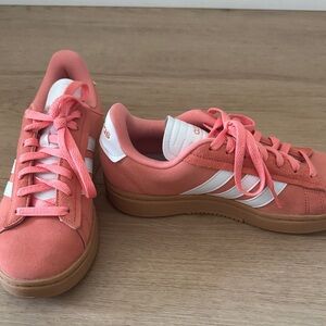 Adidas Coral and White Casual Sneakers